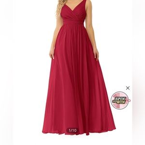 Azazie Kora scarlet- Chiffon Dress- homecoming- bridesmaid- dance- size A2